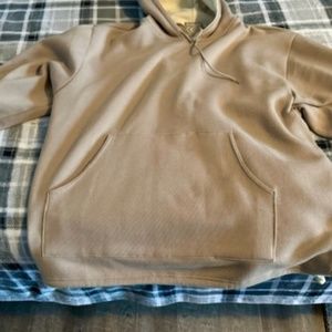 Mens pull over hoodie  light gold color lined